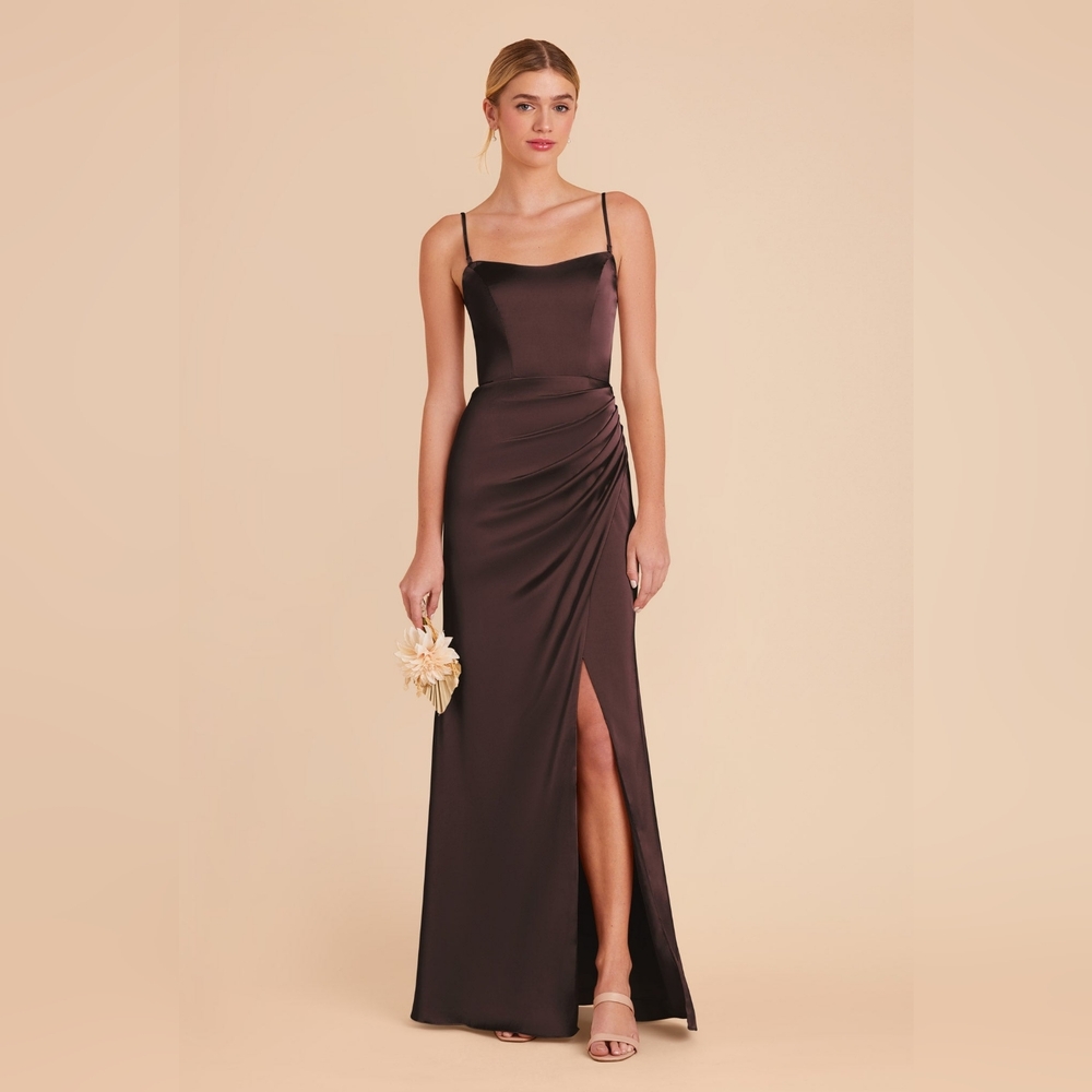 Birdy Grey Anne Dress - Matte Satin in Espresso Sz. S (altered)